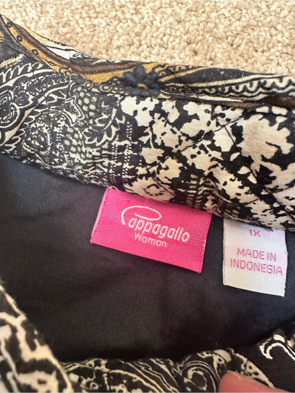 Pappagallo 100% Cotton Quilted Paisley Collared Button Jacket Pockets Boho Sz XL - Picture 4 of 9